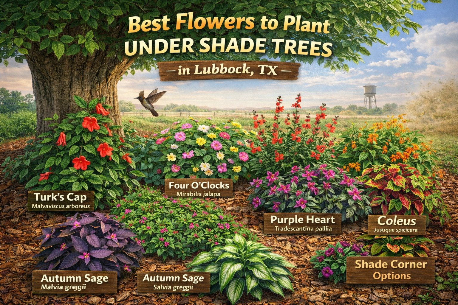 Best flowers to plant under shade trees in Lubbock, TX